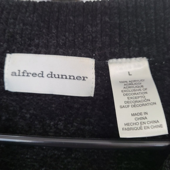 Alfred Dunner Women's Full Zip Sweater, Size: Large Color: Black - Picture 6 of 13
